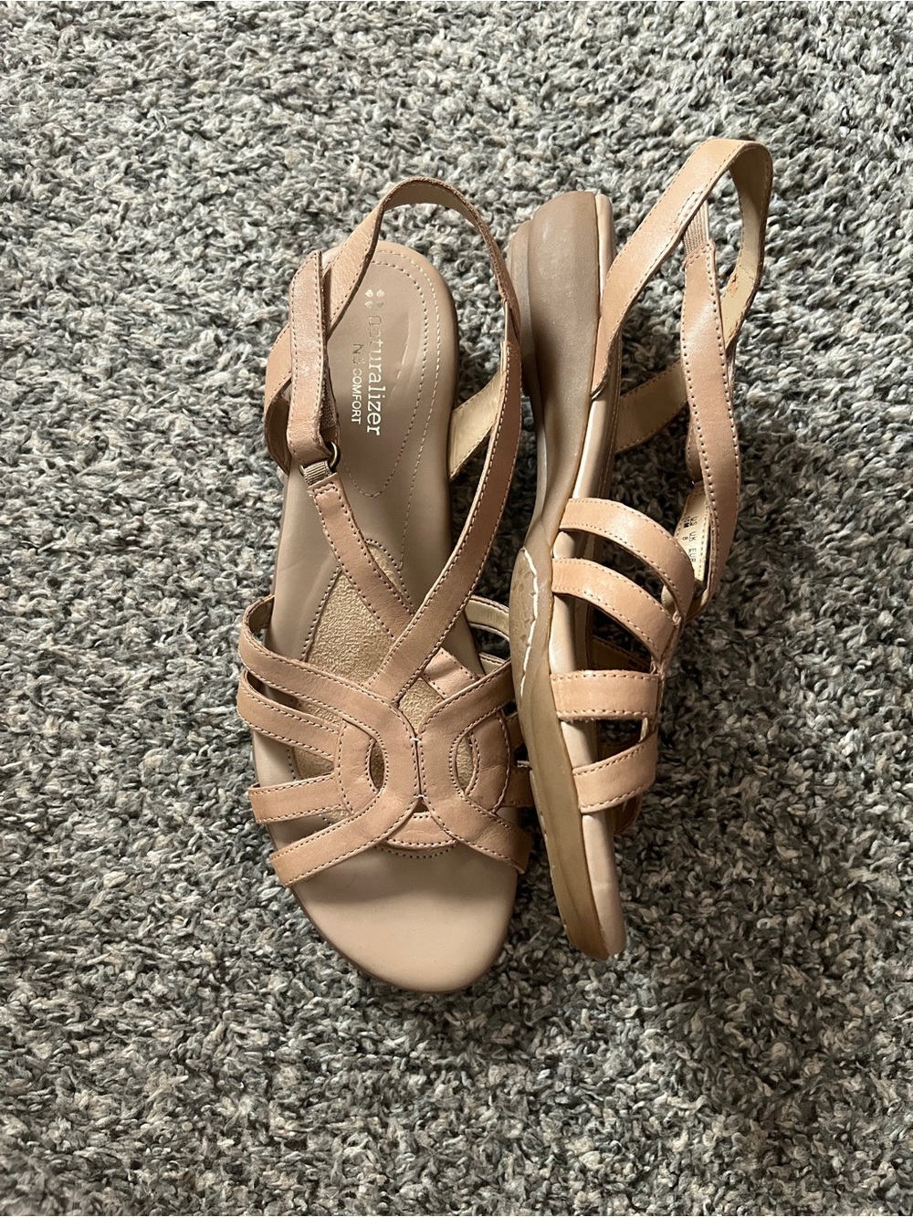 Naturalizer Women's Beige Strappy Flat Sandals